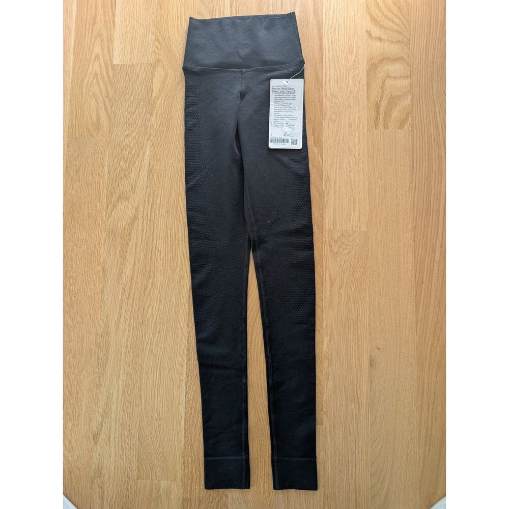 Lululemon Black Merino Wool-Blend Base Layer Tight 28" Size 0 NWT